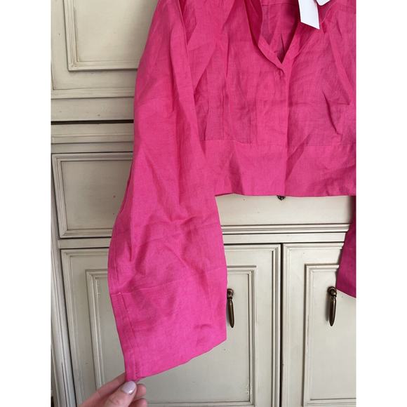 Equipment Beatrix Hot Pink Collared 100% Linen Shirt XL NWT $250 - Picture 7 of 11